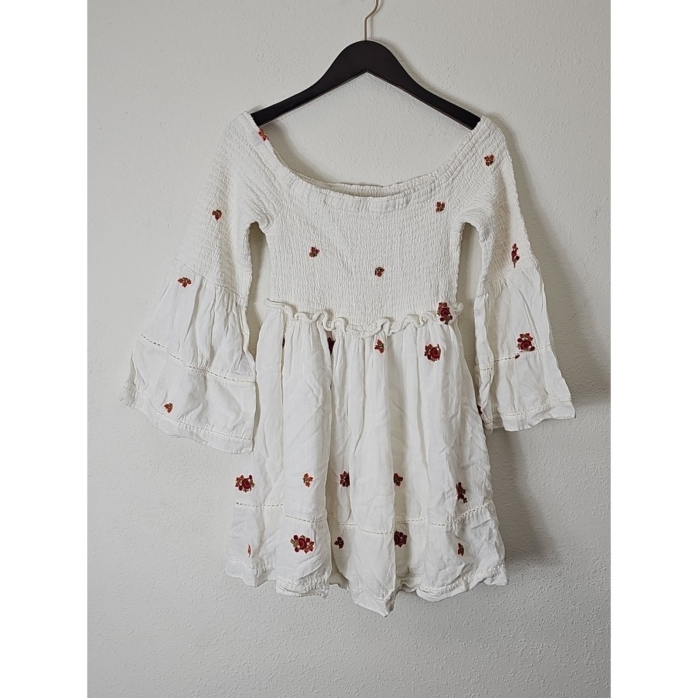 Free People‎ White Counting Daisies Off-The-Shoulder Mini Dress Size M - Picture 3 of 16